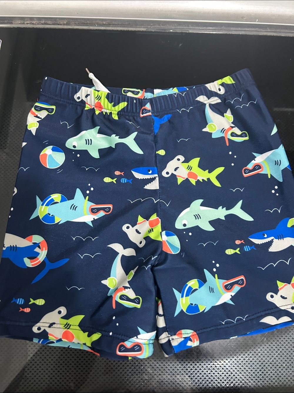 Boys swim trunks bathing suit bottom sharks size 110  3T ?